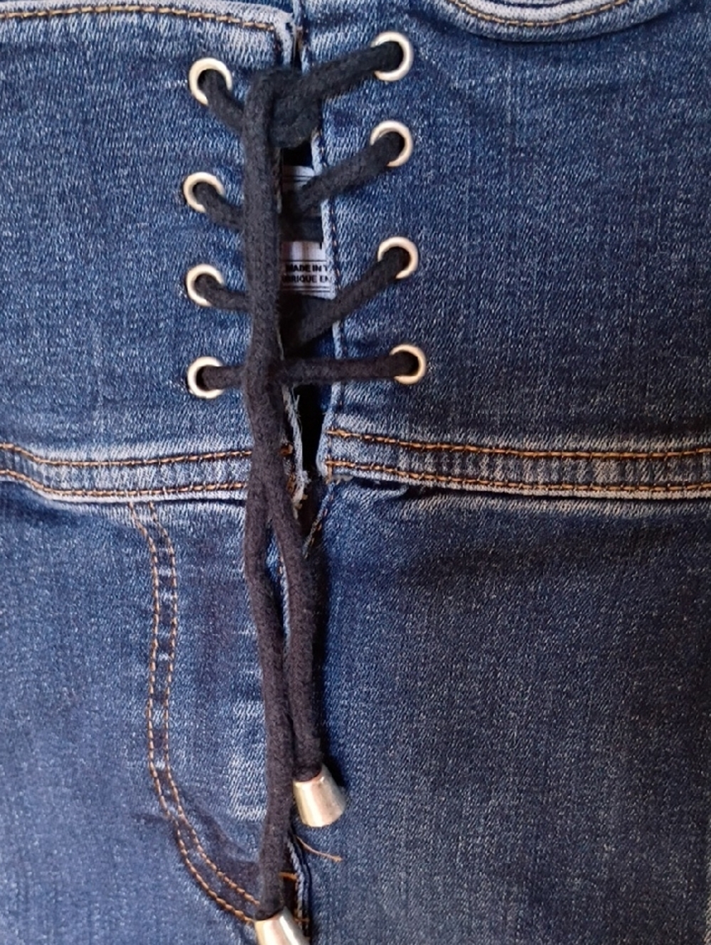 Free People Modern Femme Corset Mini Skirt Blue Denim Lace-Up Size 4 - Picture 8 of 9